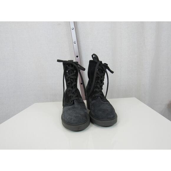 Gianvito Rossi Foster 45 Suede Ankle Boots Size 35 US 5 Black Leather Combat - Picture 2 of 7